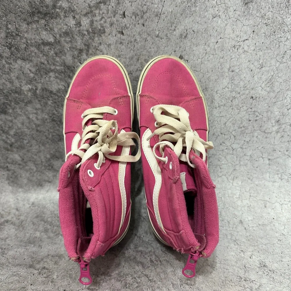 Vans Sk8-Hi Zip Kids Size 3.0 Pink High Top Skate Shoes Canvas Back Zip Sneaker